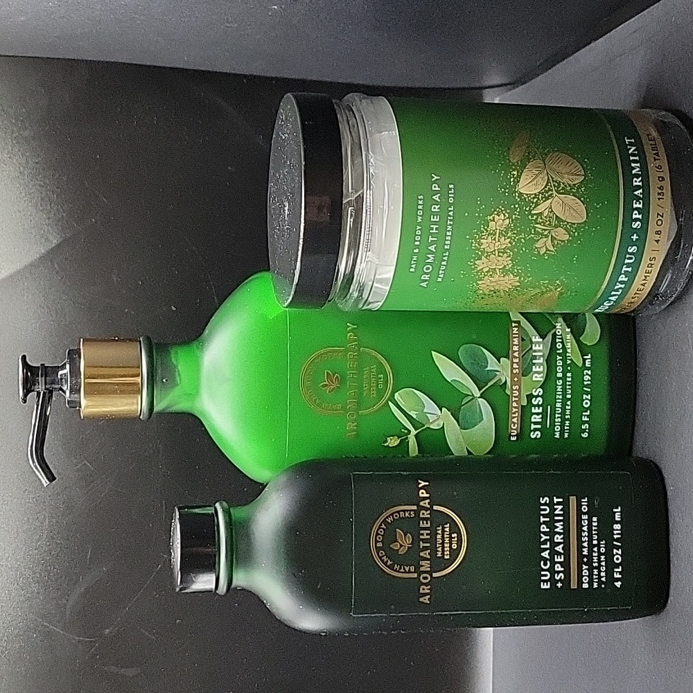 3pc Bath & Body Works Eucalyptus Spearmint Shower Steamer, Body Lotion&Body Oil